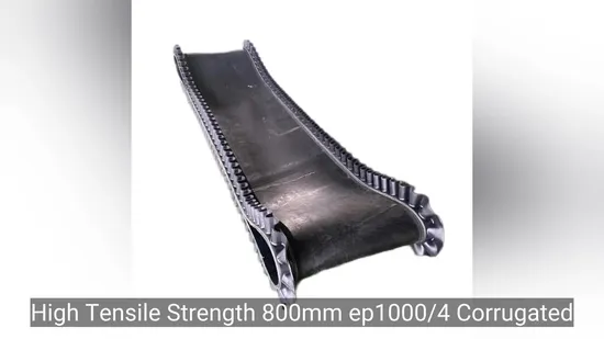 High Tensile Strength 800mm, Ep1000/4 Corrugated Sidewall Conveyor Belt with Cleat for Incline Conveyor Cheap Price Rubber Belt