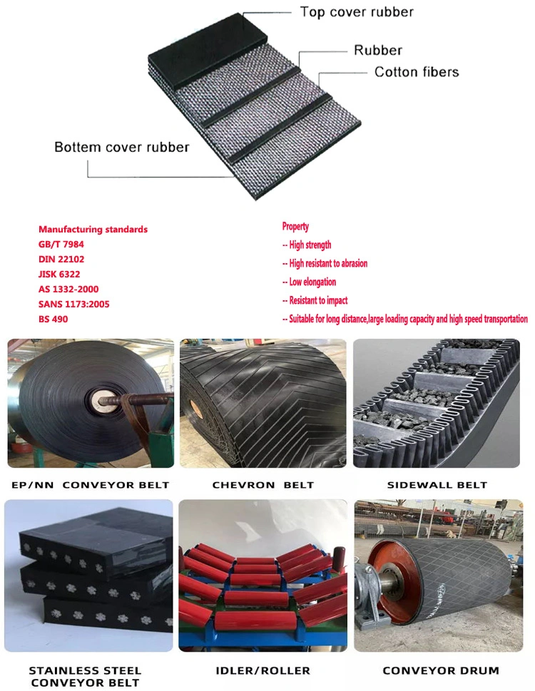Huanball Hot Sells Manufacturer of V Type Pattern Rubber Conveyor Belt for Bulk Material Handling
