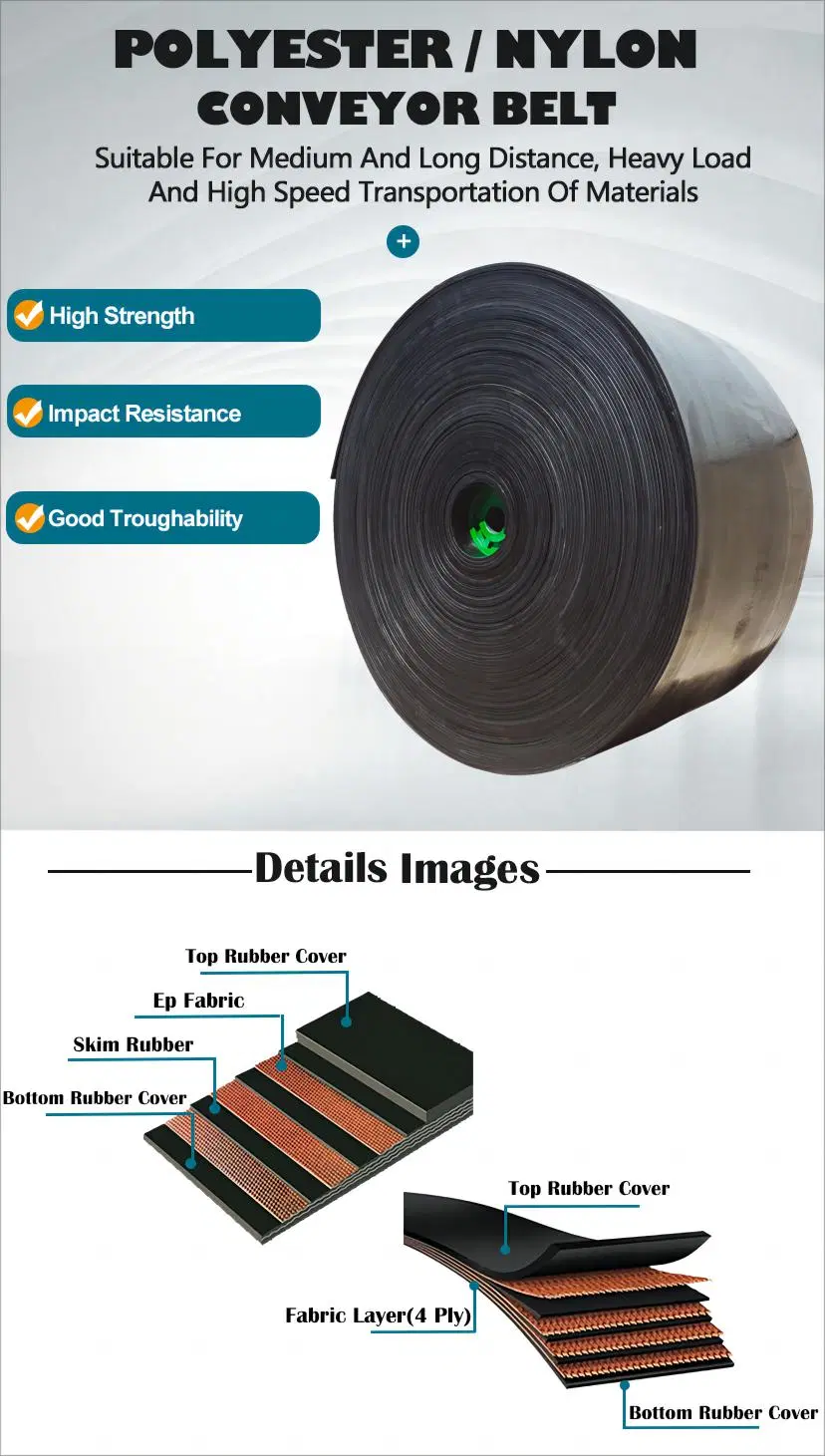 Heat Fire Abrasion Resistant Fabric Conveyor Belt Ep200 Rubber Conveyor Belt for Stone Crusher