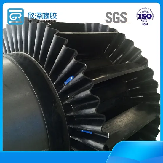 Heat Resistant Ep150 Corrugated Sidewall Conveyor Rubber Belt 